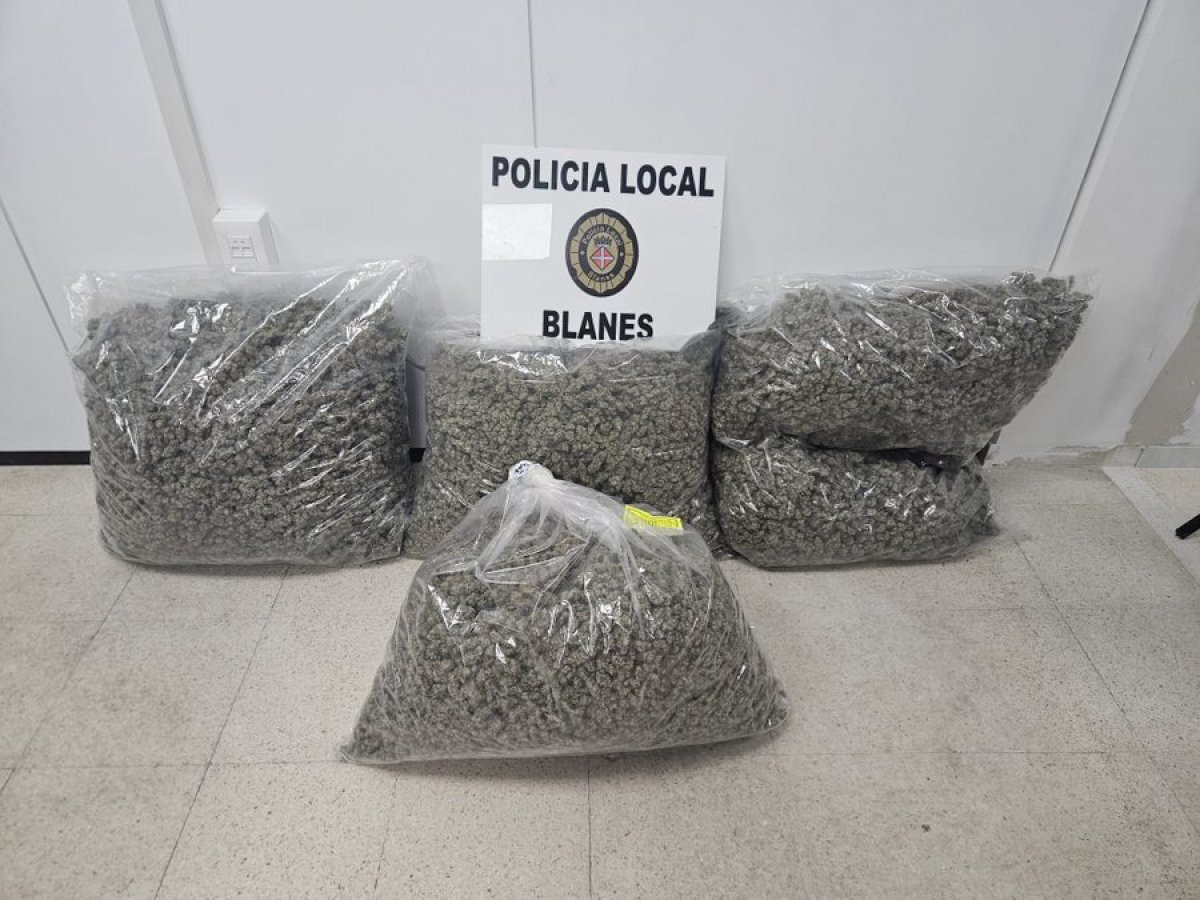 La Policia Local de Blanes comissa 38'37 Kg de marihuana i deté un home acusat de tràfic de drogues, actualment ingressat a presó