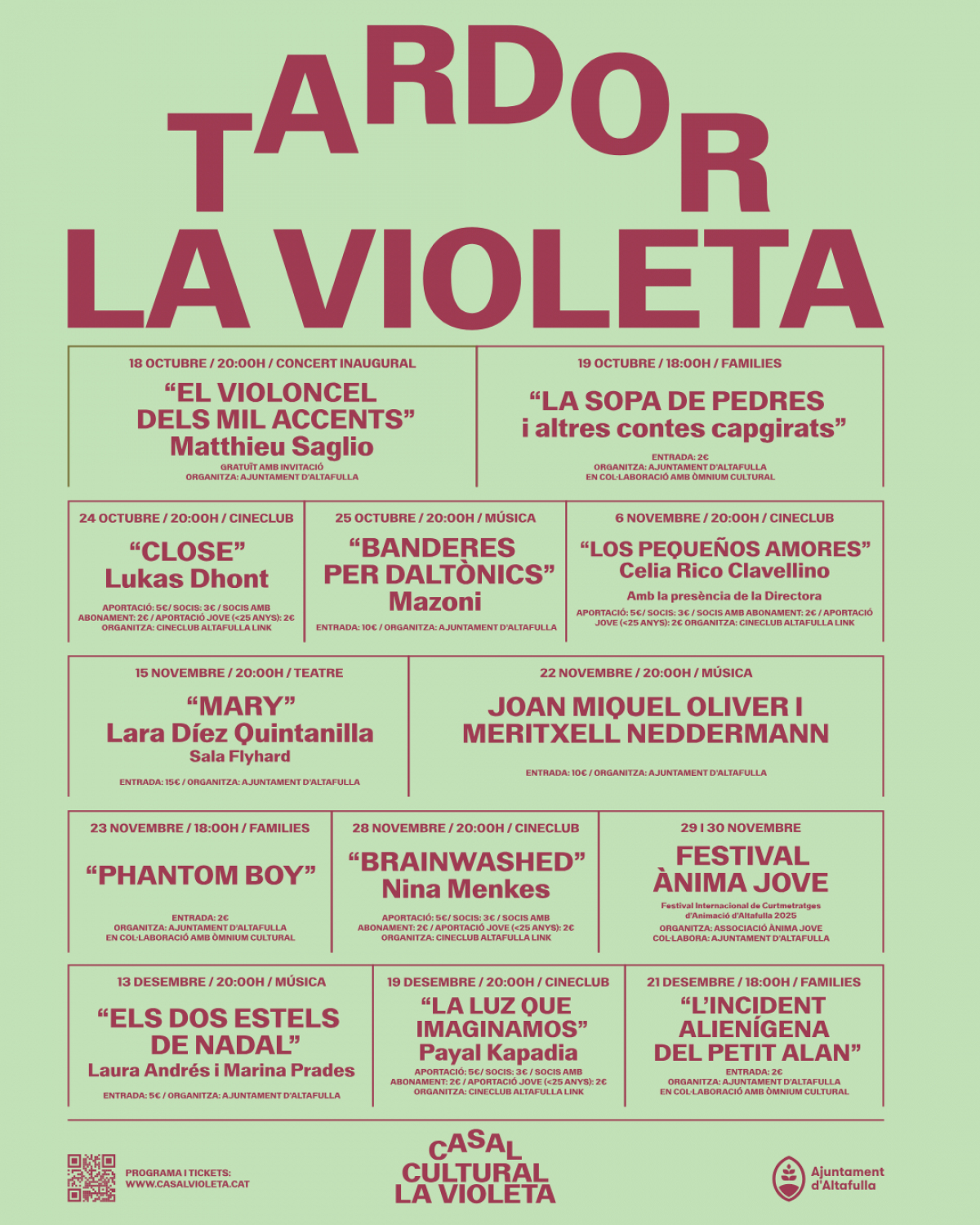 La Violeta obre la temporada de tardor amb música, teatre, cinema i propostes familiars 