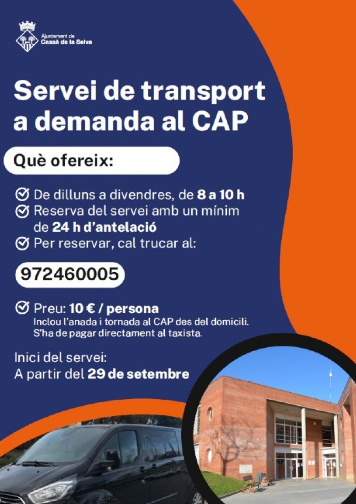 Cassà de la Selva impulsa un nou servei de transport a demanda al CAP adreçat a la gent gran