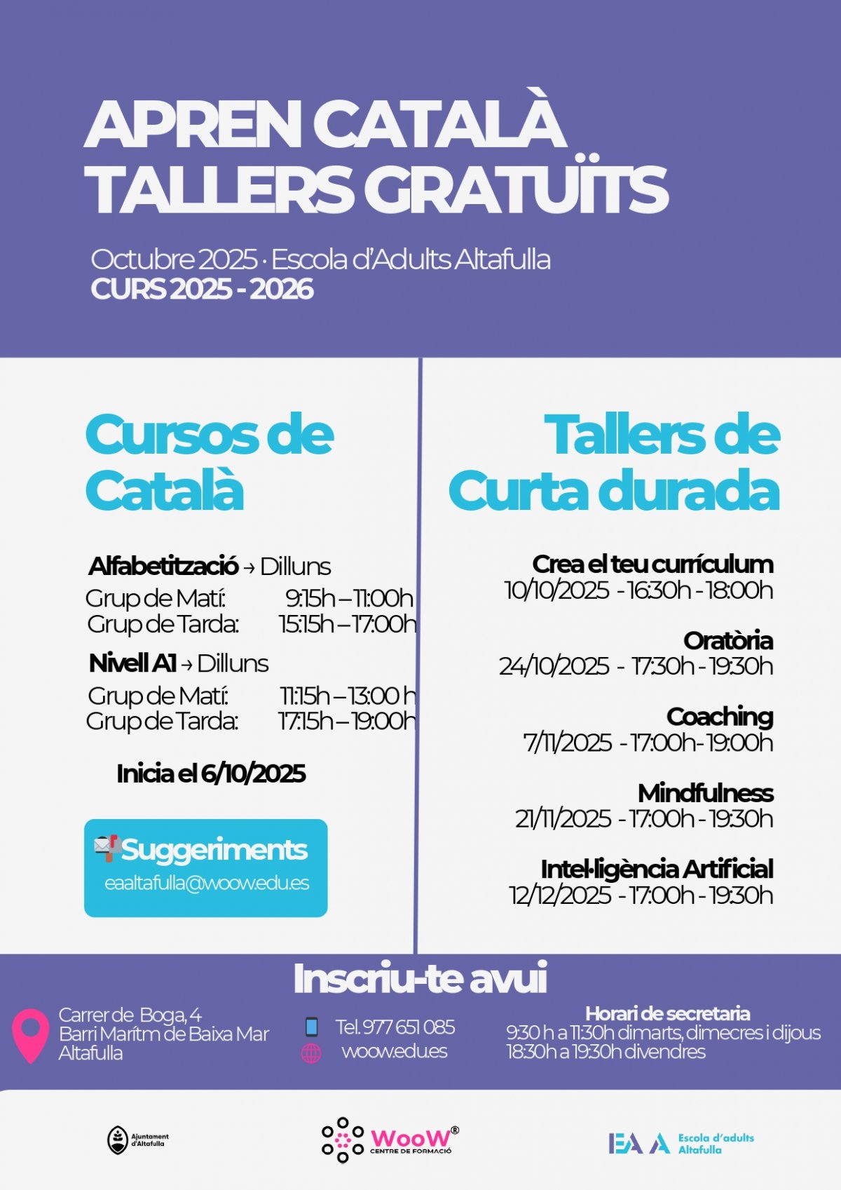 Cursos de català i tallers a l’Escola d’Adults d’Altafulla