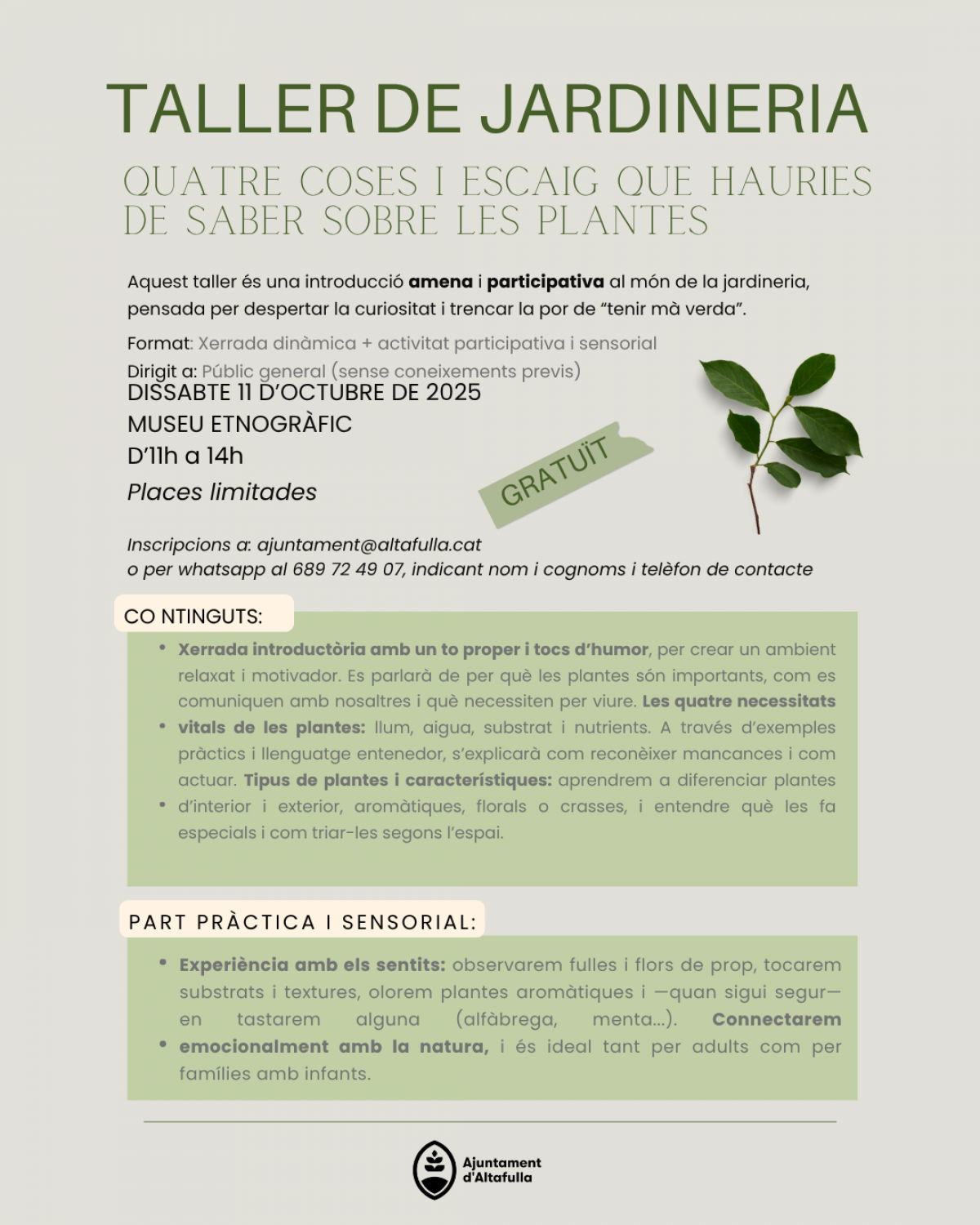 Taller de jardineria al Museu Etnogràfic a Altafulla 
