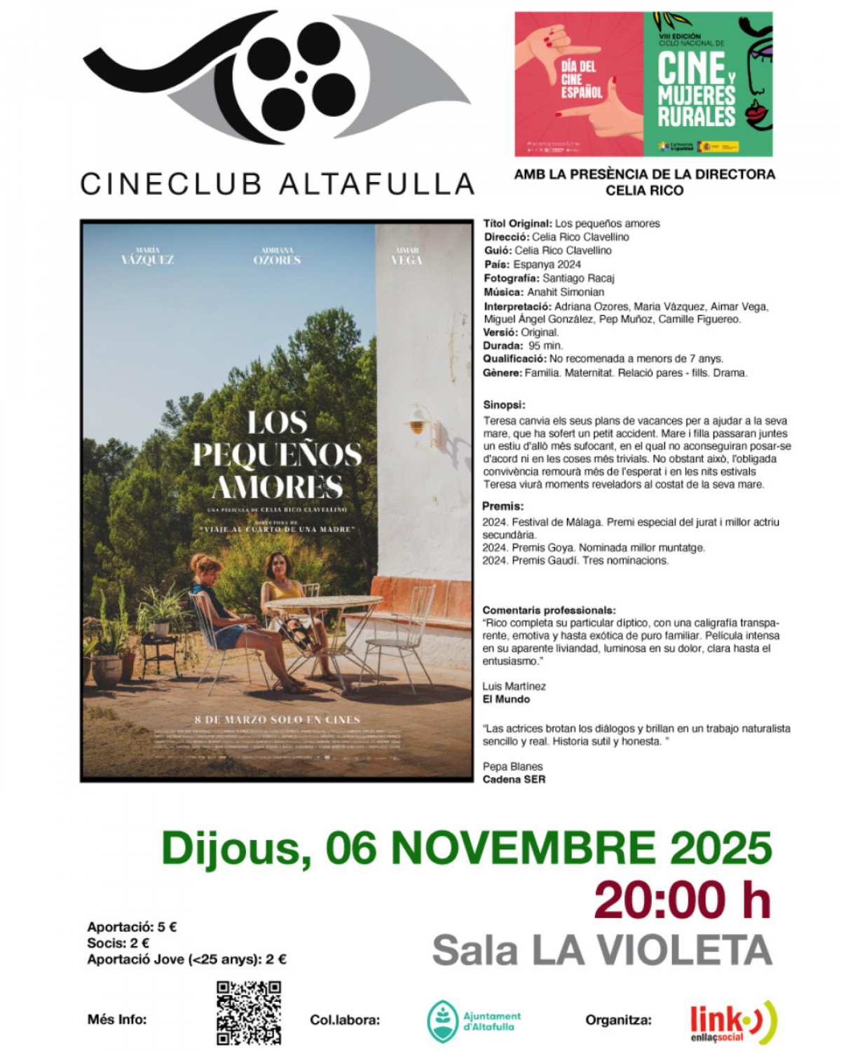 Cineclub Altafulla: Projecció ´ Los pequeños amores ´