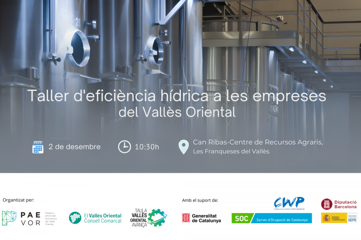 El Consell Comarcal organitza un taller d’eficiència hídrica per a empreses dels polígons d’activitat econòmica