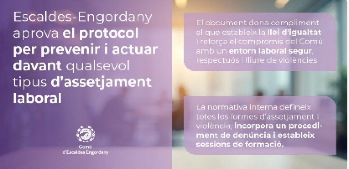 Escaldes-Engordany aprova el protocol per prevenir i actuar davant qualsevol tipus d’assetjament laboral