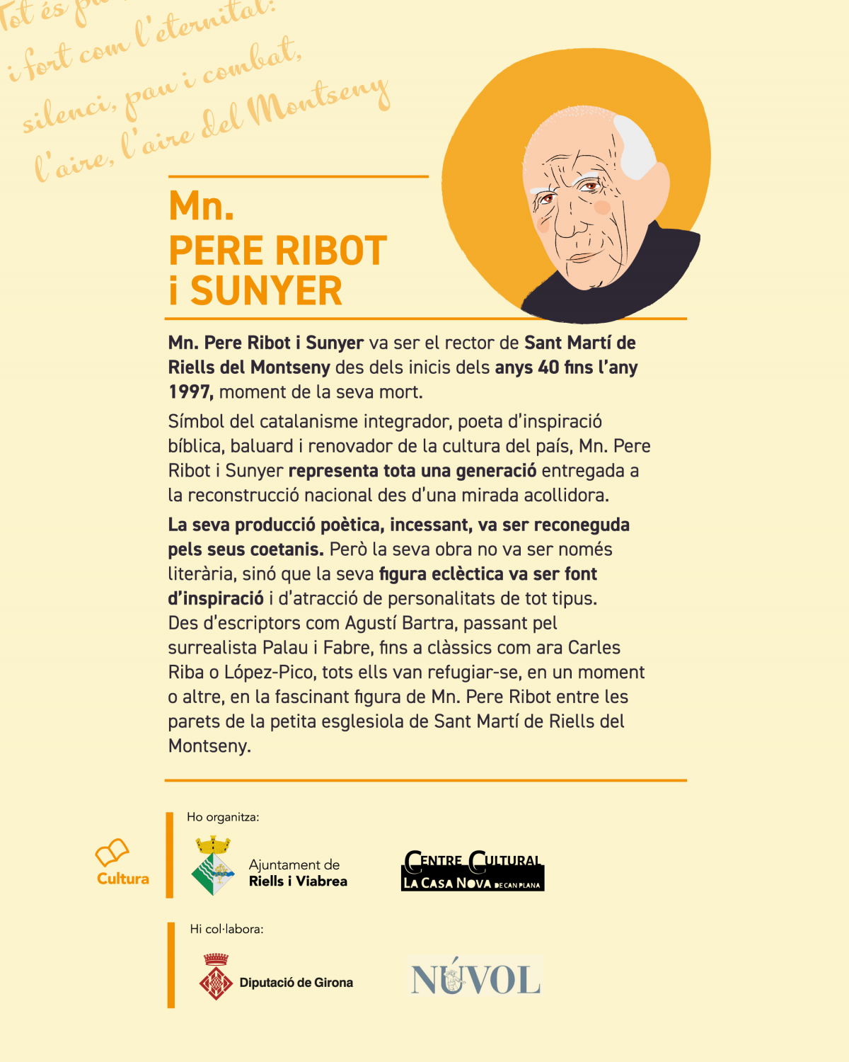 Riells i Viabrea convoca el 2n Premi de Poesia Mn. Pere Ribot i Sunyer 2026    