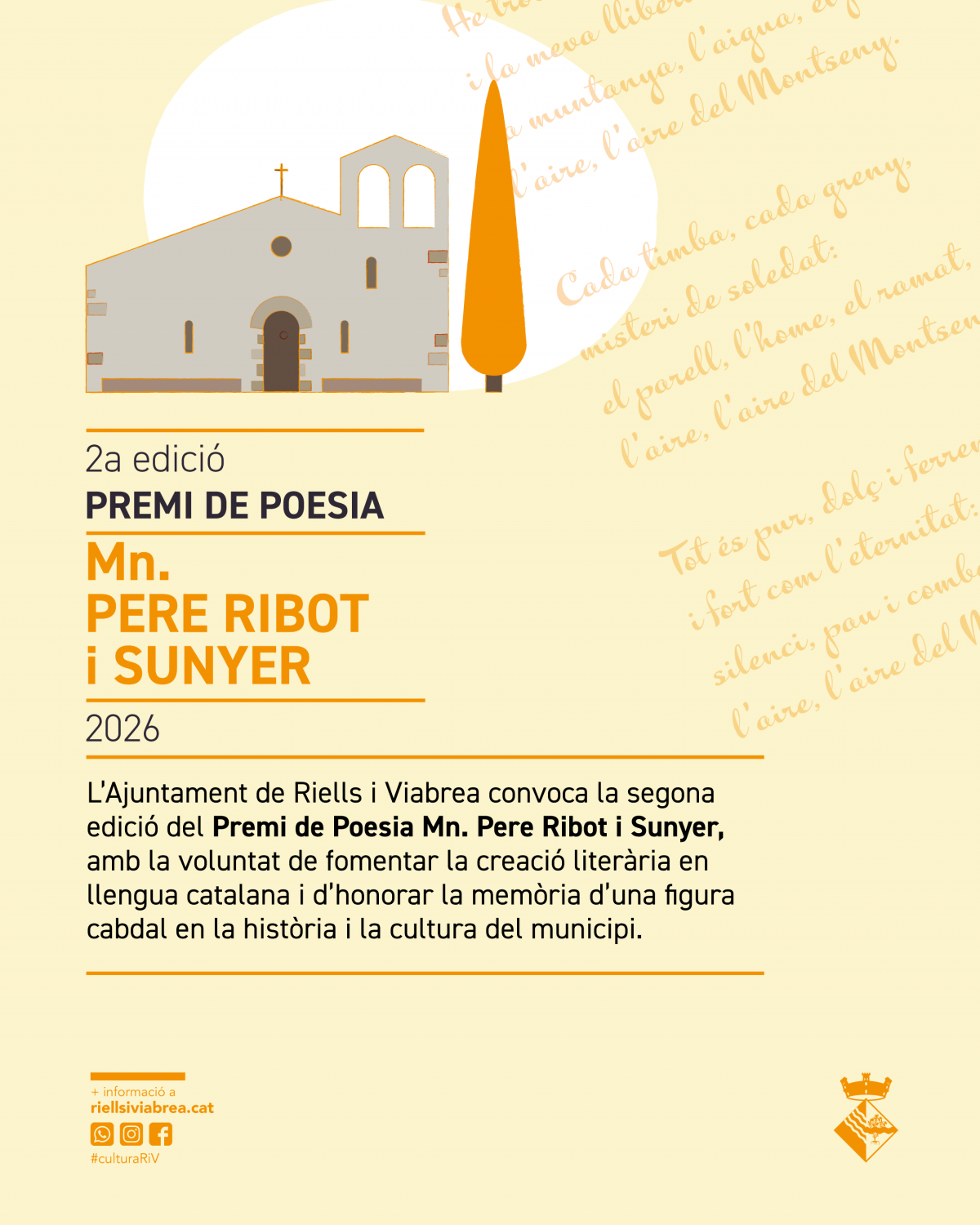 Riells i Viabrea convoca el 2n Premi de Poesia Mn. Pere Ribot i Sunyer 2026    