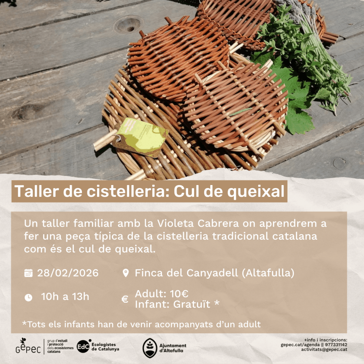 Taller de cistelleria: Cul de queixal  Jornada creativa i d'aprenentatge -Altafulla