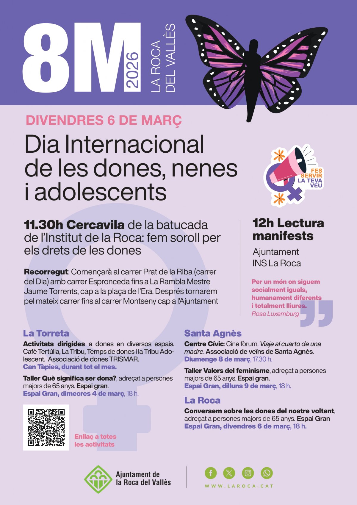 La Roca del Vallès commemora el 8M amb activitats del 3 al 24 de març per a totes les edats
