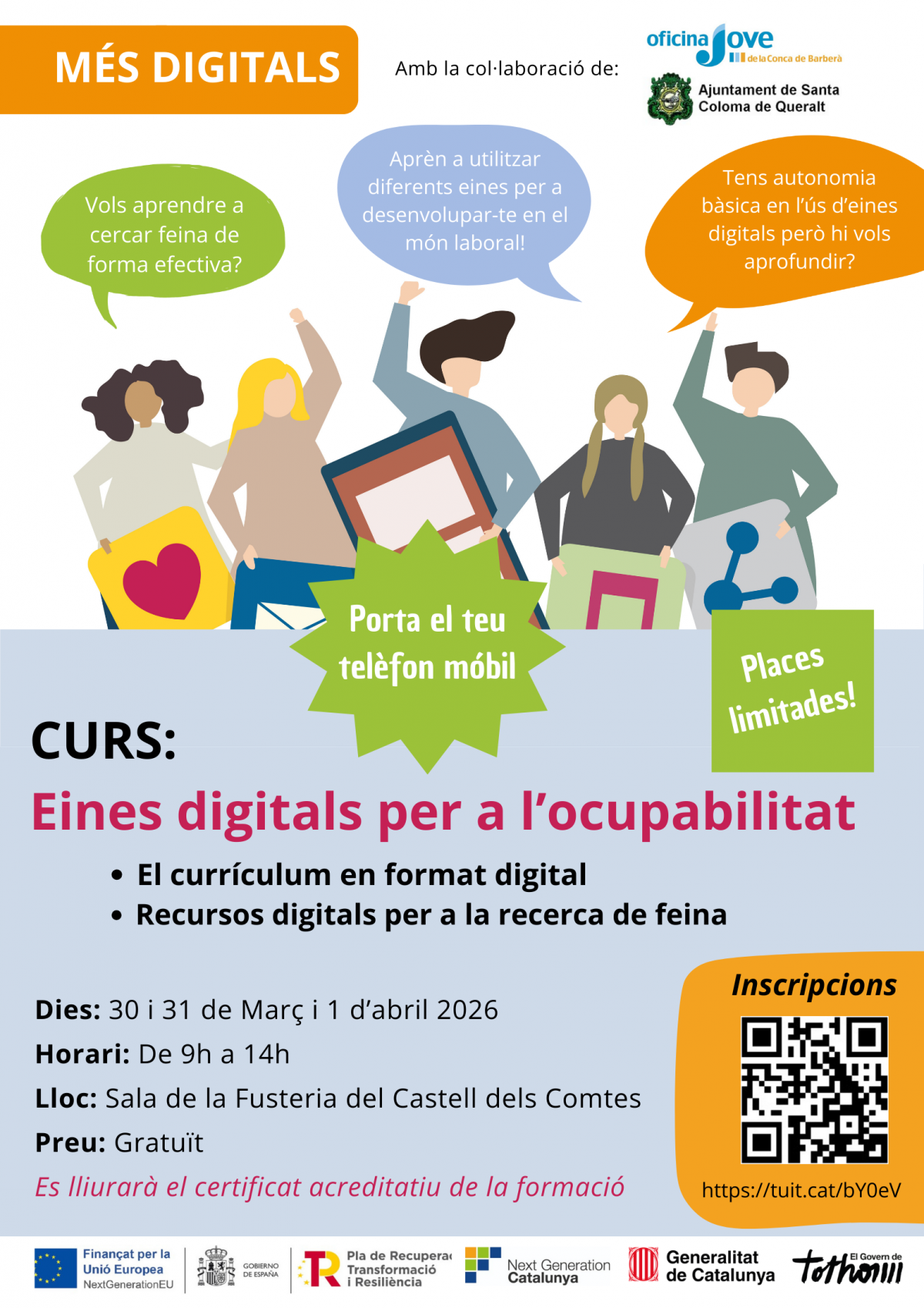 Santa Coloma de Queralt aposta per la digitalització laboral amb el curs gratuït 