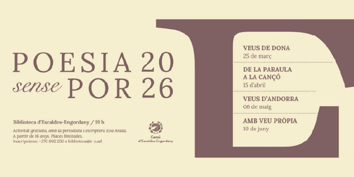 La Biblioteca comunal d’Escaldes-Engordany acull el cicle ‘Poesia sense por’ amb quatre sessions participatives