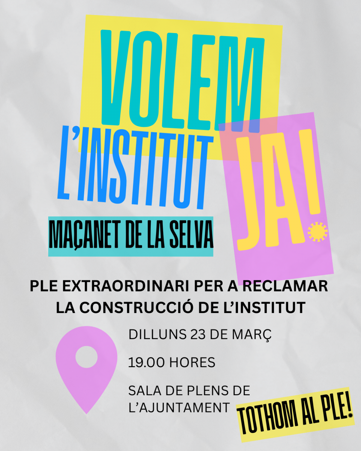 El Ple de l'Ajuntament de Maçanet de la Selva aprovarà una moció per reclamar la construcció immediata de l'Institut