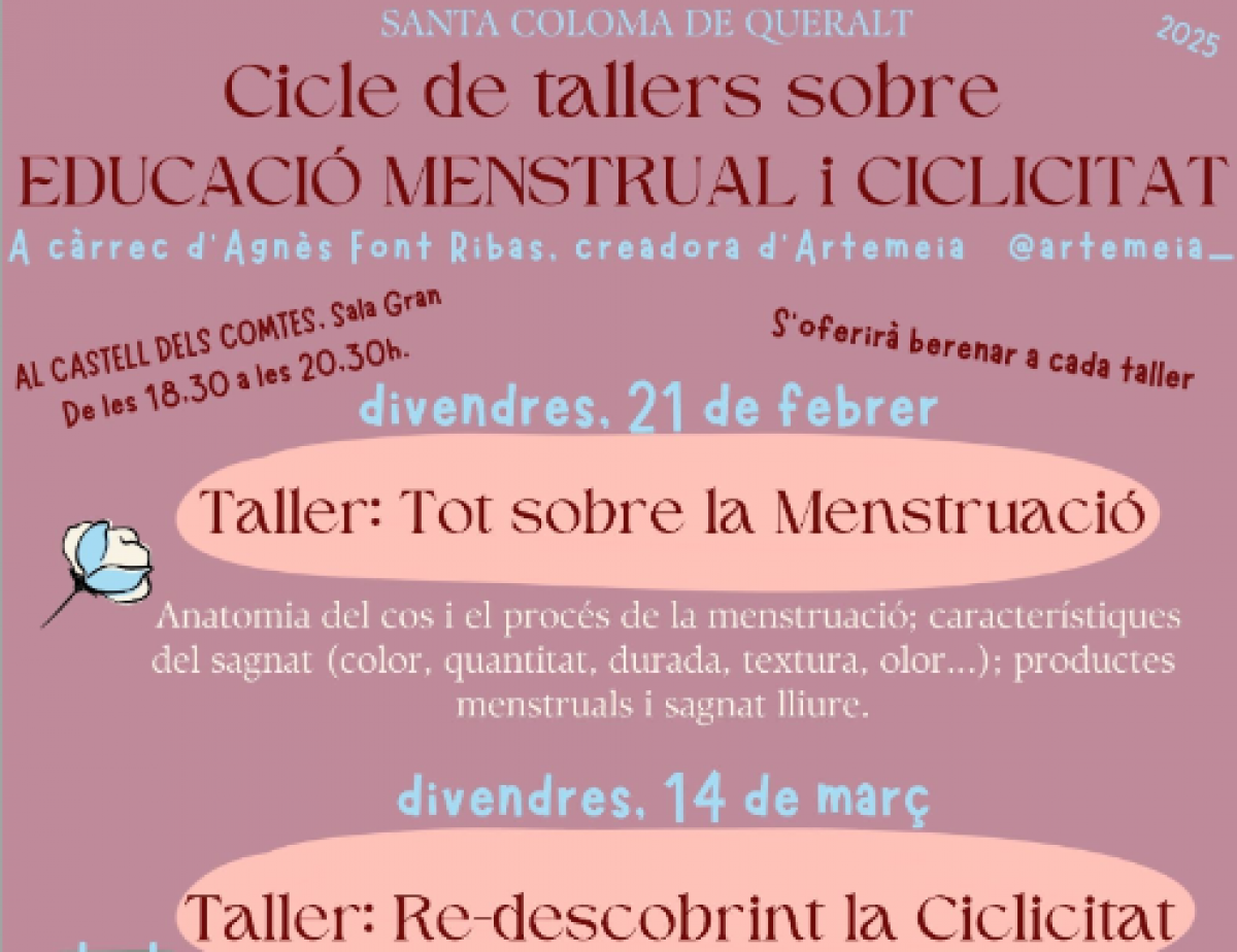 La regidoria de Joventut de Santa Coloma de Queralt programa un cicle sobre educació menstrual